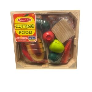 Melissa & Doug Wooden Cutting Food Set Kitchen Accessory 25pc Bread Fruit Board